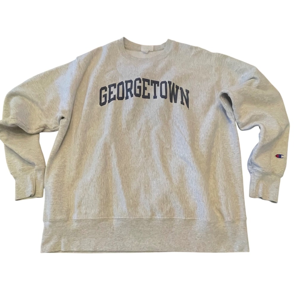 Vintage Champion Reverse Weave Georgetown Sweatshirt Heather Gray Large Pullover